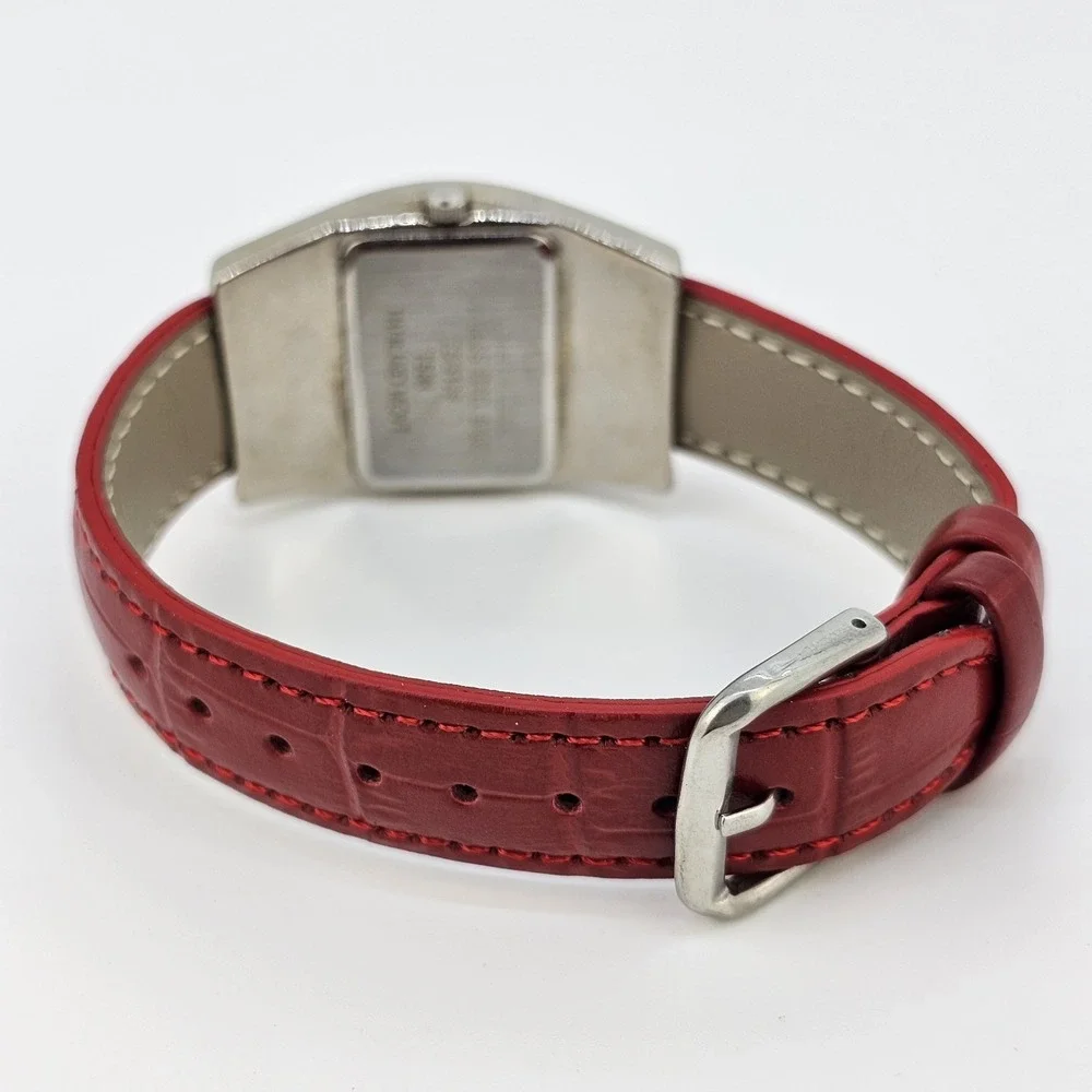 Armitron Analog Women's Watch 30MM Yellow Dial NEW Red Leather Bands NEW Battery